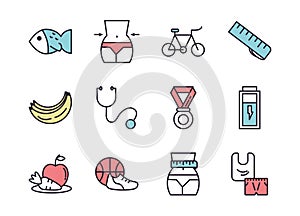 Bundle of healthy lifestyle icons