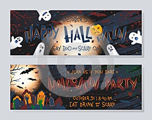 Bundle of horizontal Halloween banners photo