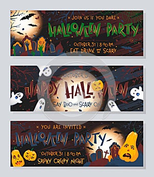 Bundle of horizontal Halloween banners