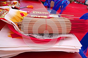 Bundle of incense used for Chinese New Year ceremony in Bangkok, Thailand