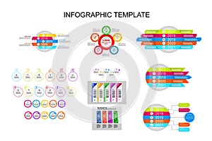 Bundle infographic elements data visualization vector design template