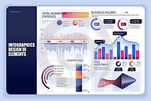 Bundle infographic elements data visualization vector design template. Can be used for steps, business processes, workflow,