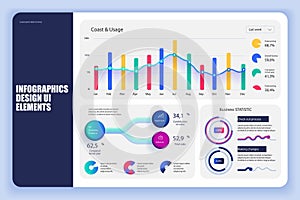 Bundle infographic elements data visualization vector design template. Can be used for steps, business processes, workflow,