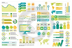 Bundle infographic elements data visualization vector design template. Can be used for steps, business processes, workflow,