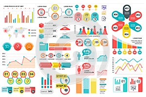 Bundle infographic elements data visualization vector design template. Can be used for steps, business processes, workflow,