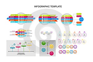 Bundle infographic elements data visualization vector design template. Can be used for steps, options, business processes