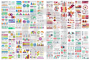 Bundle of infographic elements data visualization vector design template, info graphics.