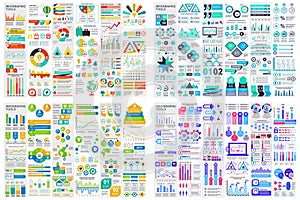 Bundle of infographic elements data visualization vector design template, info graphics.