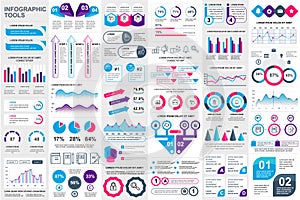 Bundle infographic elements data visualization vector design template info graphics