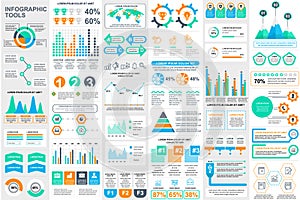 Bundle infographic elements data visualization vector design template info graphics