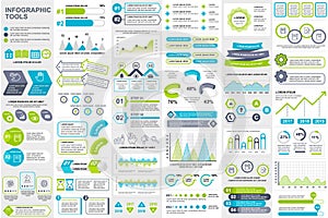 Bundle infographic elements data visualization vector design template info graphics