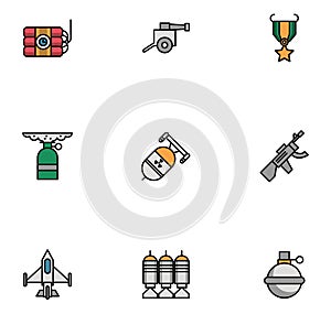 Bundle of military set icons