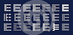 Bundle of modern flat initial letter E logo icon