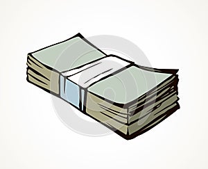 A bundle of money. Vector drawing