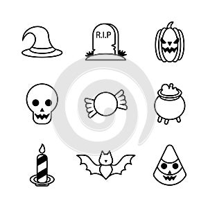 Bundle of nine halloween set icons