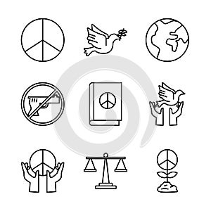 Bundle of nine human rights line style set icons