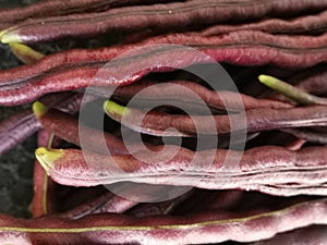 Bundle of the purple string bean vegetable.