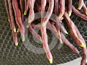 Bundle of the purple string bean vegetable.