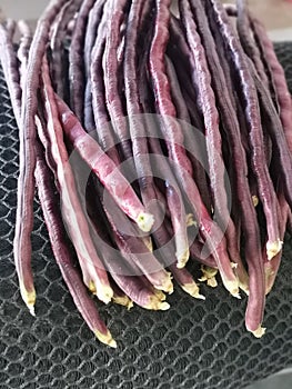 Bundle of the purple string bean vegetable.