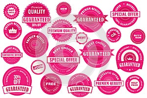 Bundle red sale labels. Stickers premium quality flat style for social media ads and banners, website badges