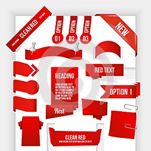 Bundle of Red Web Elements. Corner and Ribbon Coll