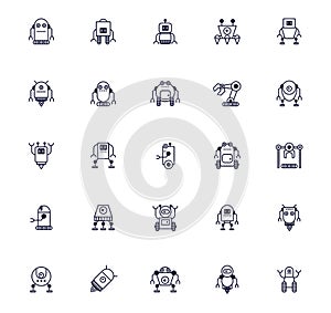 Bundle of robots cyborg set icons