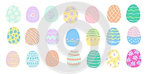 Bundle set of easter egg pastel color with cute pattern design vector graphic illustration