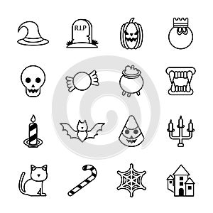 Bundle of sixteen halloween set collection icons