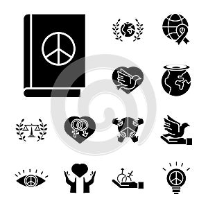 Bundle of sixteen human rights silhouette style set icons
