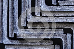 A bundle of steel angles - closeup