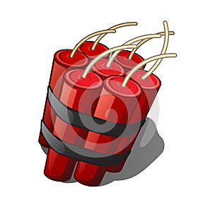 The bundle of sticks of dynamite isolated on a white background. Vector illustration.