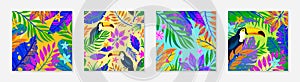 Bundle of summer vector illustrations and pattern