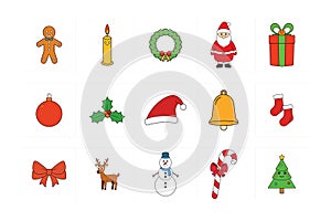 15-bundle template of christmas element vector