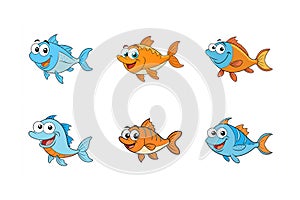 6-bundle template of funny fish