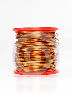 Bundle of thin copper wire isolated on white
