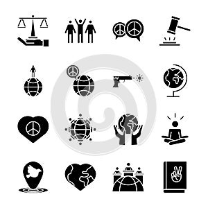 Bundle of thirteen human rights silhouette style set icons