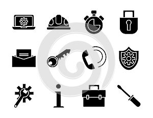 Bundle of twelve technical service set icons