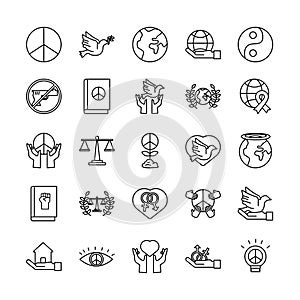 Bundle of twenty five human rights line style set icons