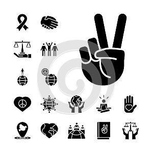 Bundle of twenty five human rights silhouette style set icons