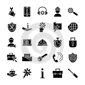 Bundle of twenty five technical service set icons