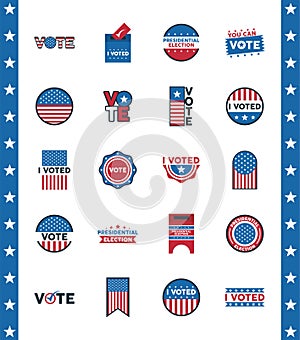 Bundle of twenty usa presidential election icons