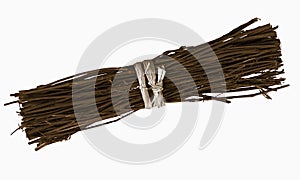 Bundle of twigs, isolated over white