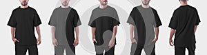 Bundle of white  mockup oversize t-shirt on a man