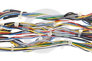 Bundles of network cables with cable ties