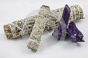 Bundles of Sage with beautiful purple Crystal