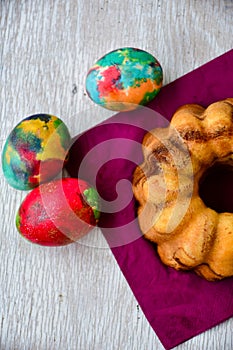 Bundt easter marble cake, easter eggs