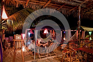 Bungalow beach bar in Puerto Lopez, Manabi