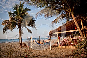 Bungalow beach bar in Puerto Lopez, Manabi