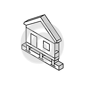 bungalow house isometric icon vector illustration