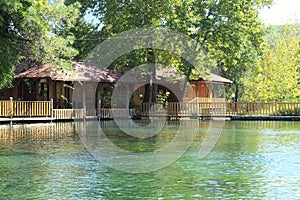 Bungalow houses in the lake, summer season